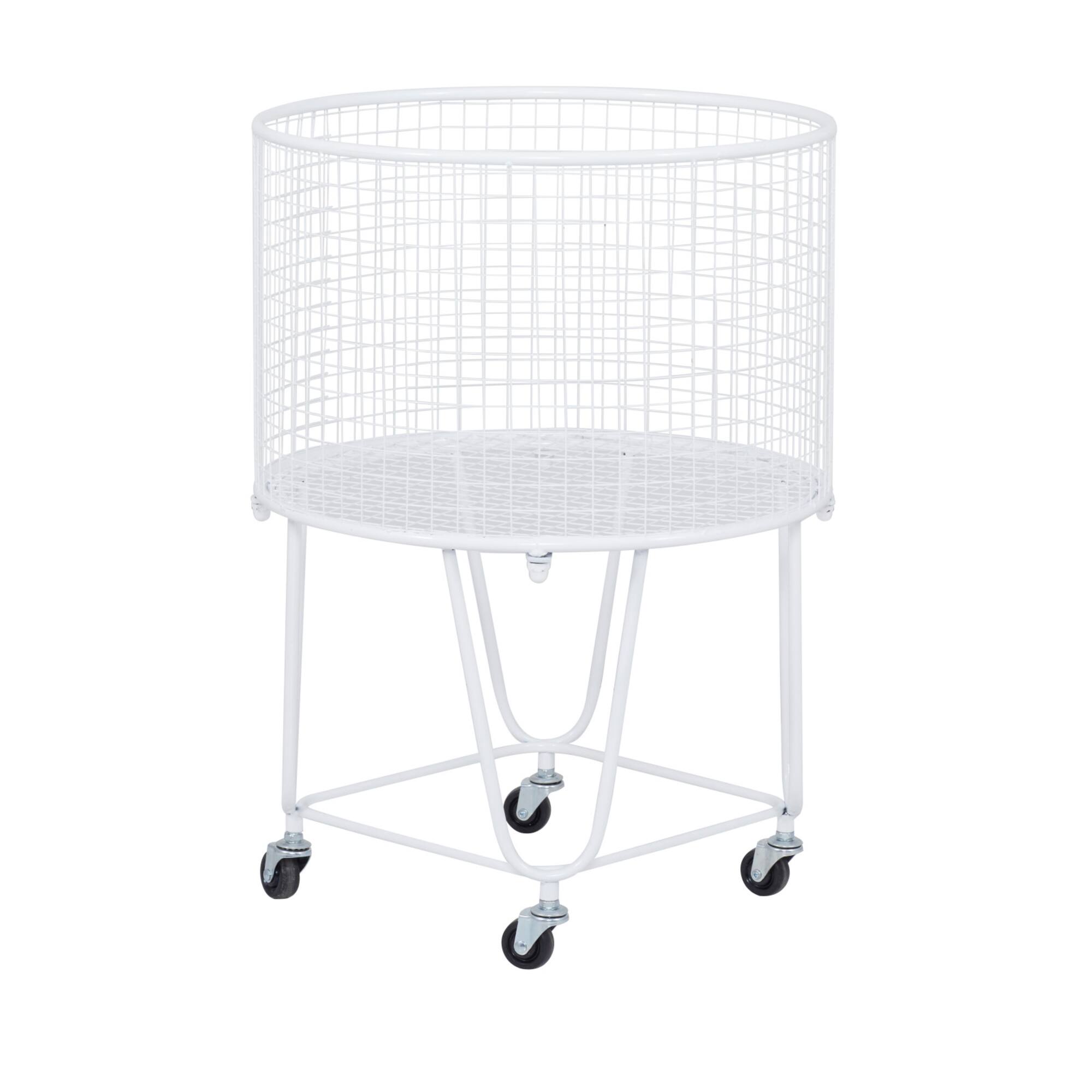 24" White Iron French Country Storage Cart